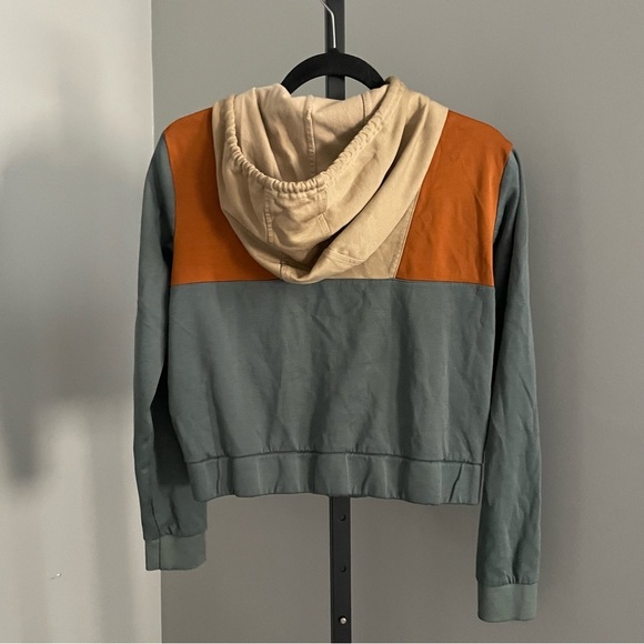 True Religion Color Block Cropped Zip Up Hoodie Size Large - Picture 4 of 6